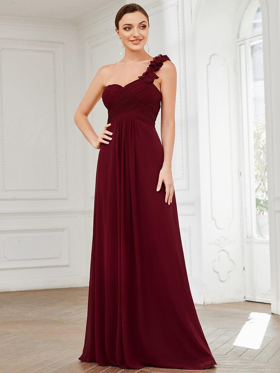 JAYLEEN|Sweet Pleated Bodice One Shoulder Chiffon Bridesmaid Dress