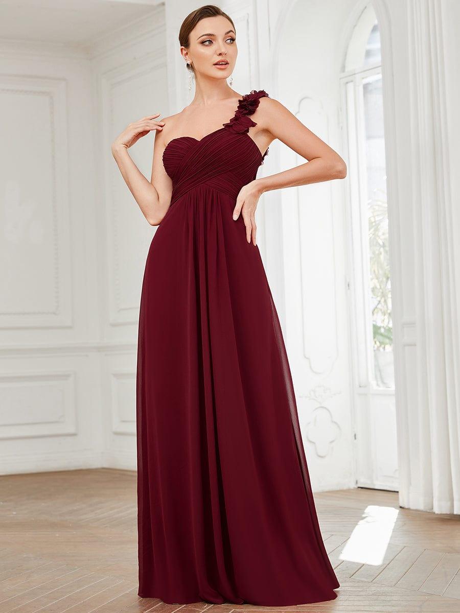 JAYLEEN|Sweet Pleated Bodice One Shoulder Chiffon Bridesmaid Dress