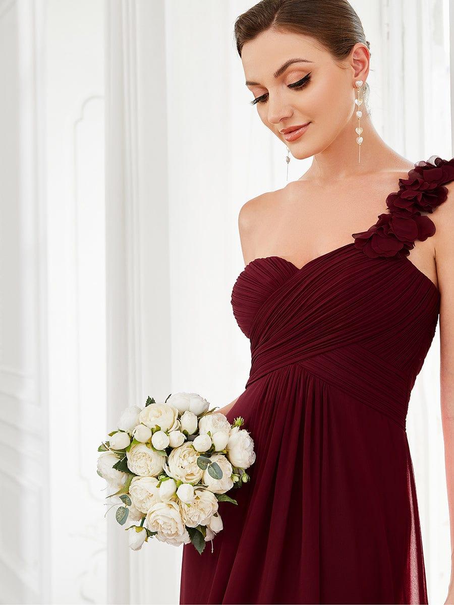 JAYLEEN|Sweet Pleated Bodice One Shoulder Chiffon Bridesmaid Dress
