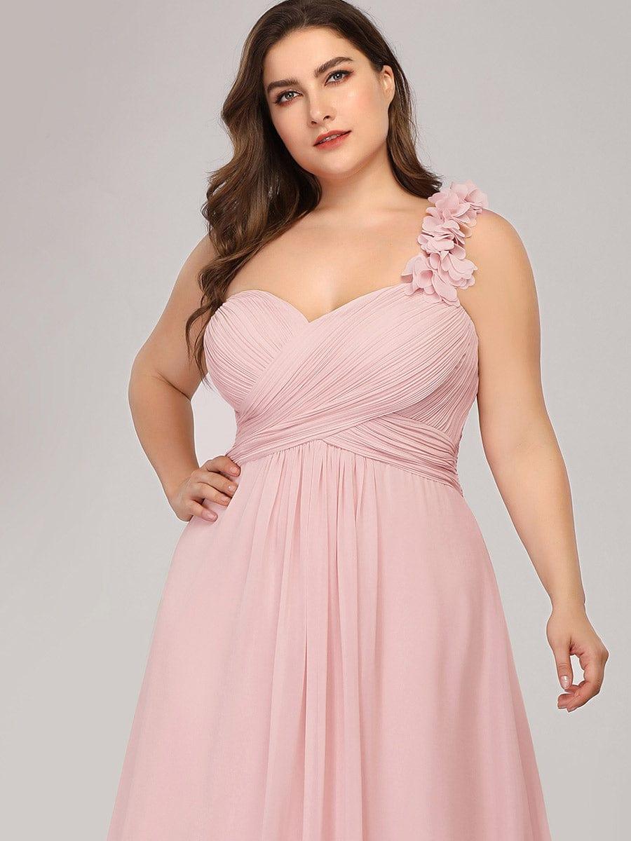 JAYLEEN|Sweet Pleated Bodice One Shoulder Chiffon Bridesmaid Dress