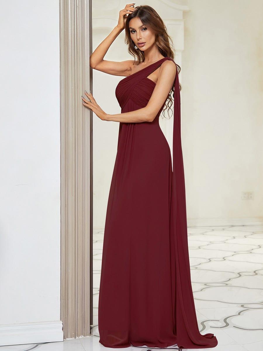 ANAYA|One Shoulder Pleated Chiffion Bridesmaid Sleeves