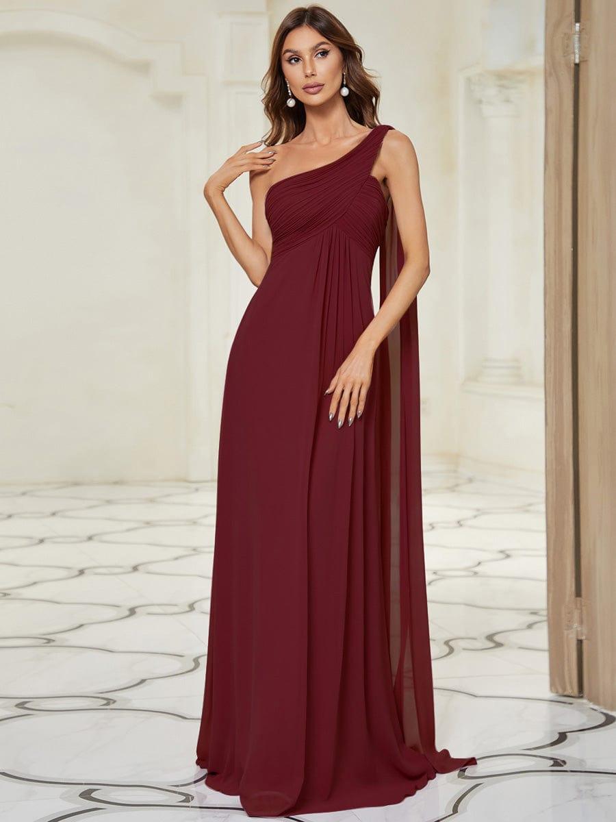 ANAYA|One Shoulder Pleated Chiffion Bridesmaid Sleeves