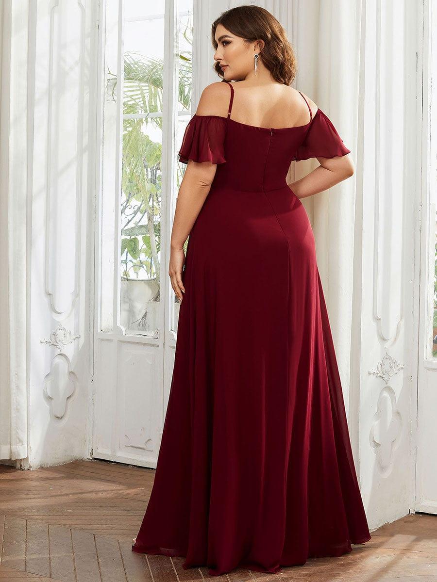 REYA|Stylish Cold Shoulder Flare Sleeves Flowy Bridesmaid Dress