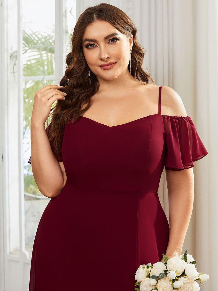 REYA|Stylish Cold Shoulder Flare Sleeves Flowy Bridesmaid Dress