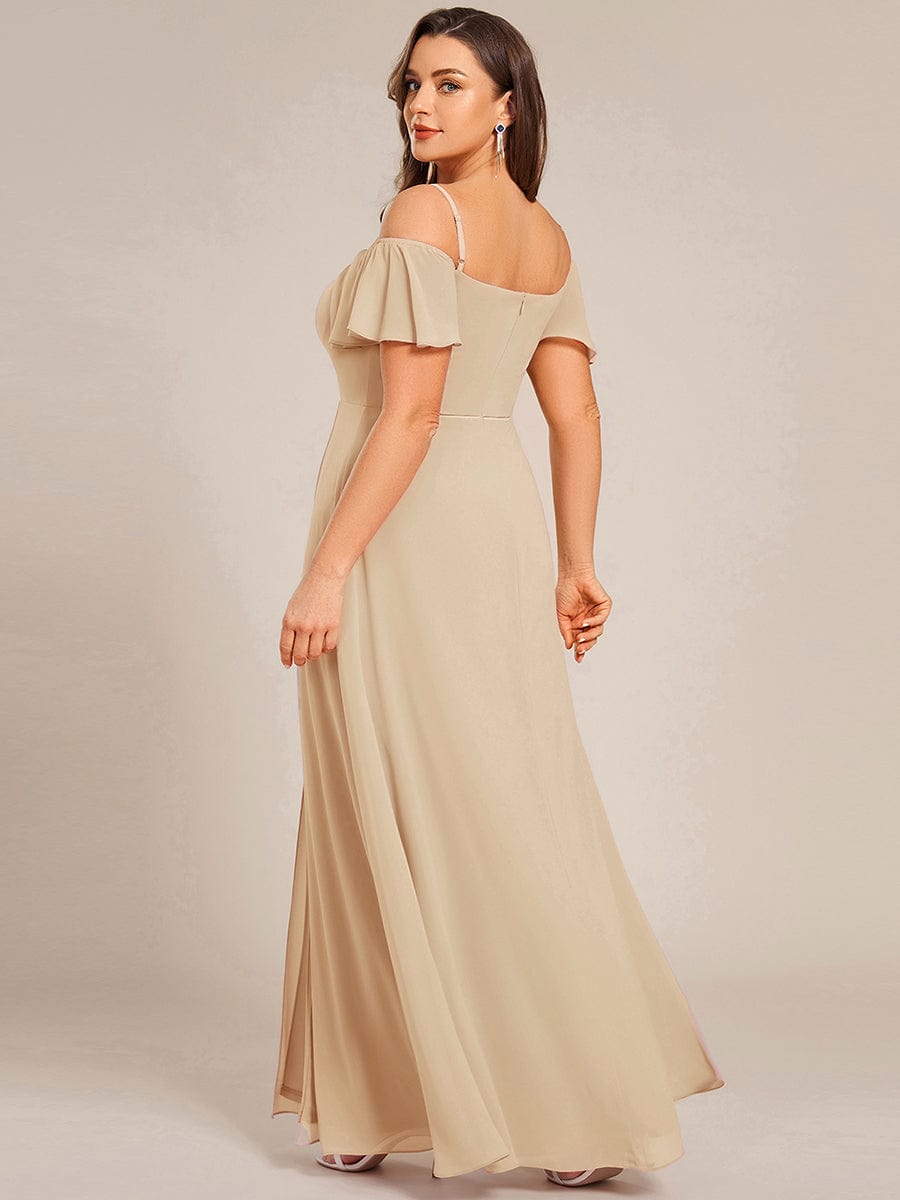 REYA|Stylish Cold Shoulder Flare Sleeves Flowy Bridesmaid Dress