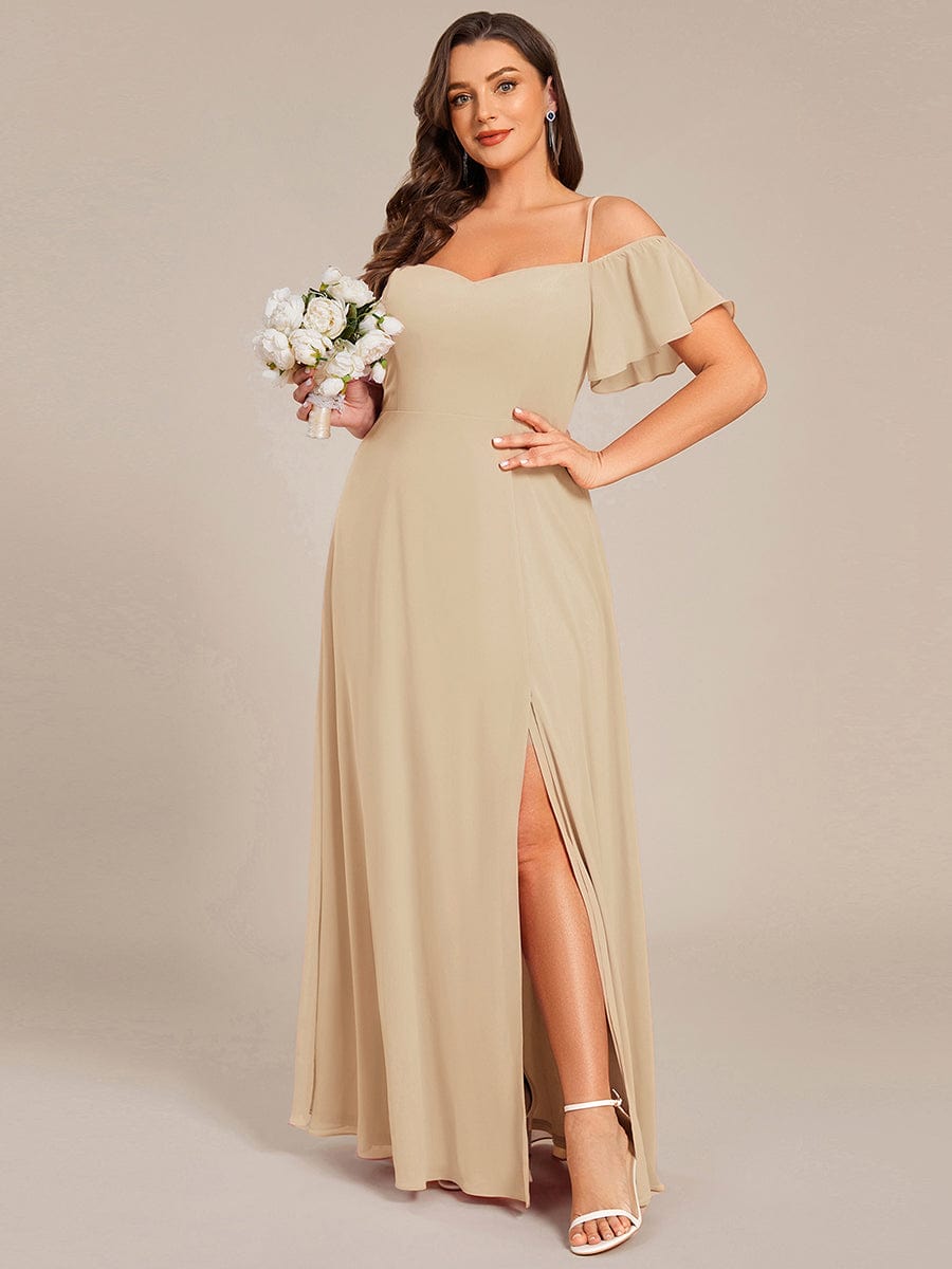 REYA|Stylish Cold Shoulder Flare Sleeves Flowy Bridesmaid Dress