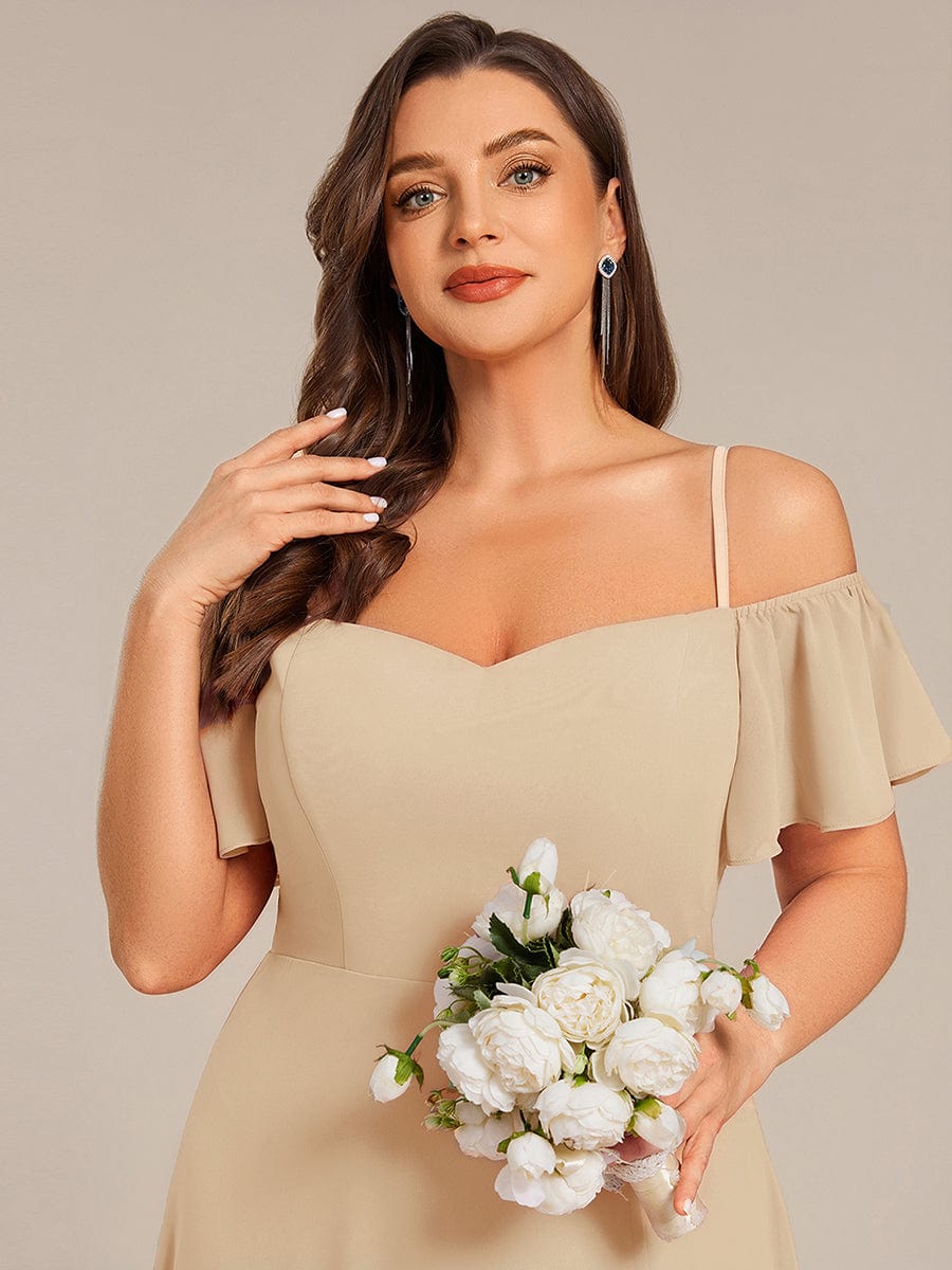 REYA|Stylish Cold Shoulder Flare Sleeves Flowy Bridesmaid Dress