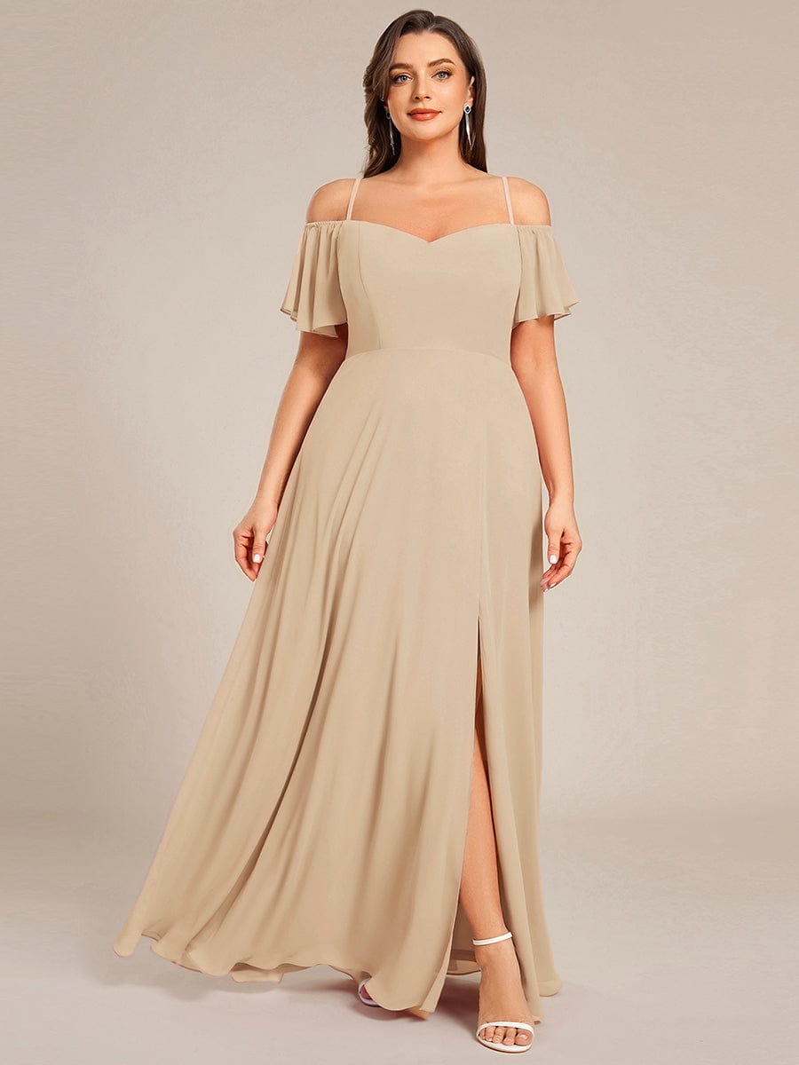 REYA|Stylish Cold Shoulder Flare Sleeves Flowy Bridesmaid Dress