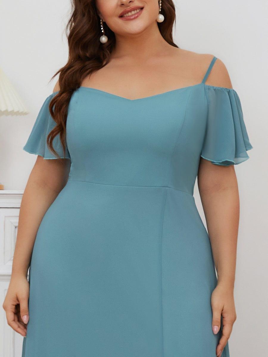 REYA|Stylish Cold Shoulder Flare Sleeves Flowy Bridesmaid Dress