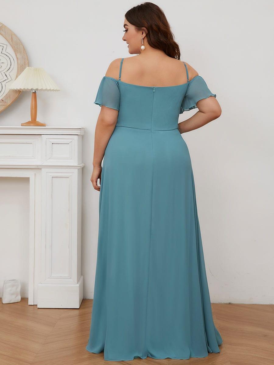 REYA|Stylish Cold Shoulder Flare Sleeves Flowy Bridesmaid Dress