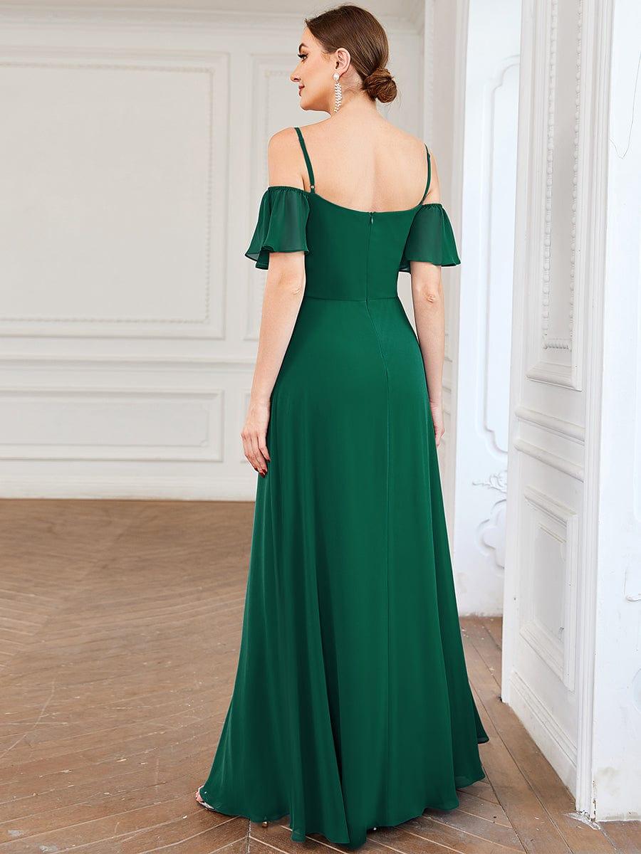 REYA|Stylish Cold Shoulder Flare Sleeves Flowy Bridesmaid Dress