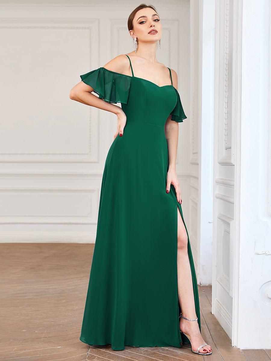 REYA|Stylish Cold Shoulder Flare Sleeves Flowy Bridesmaid Dress