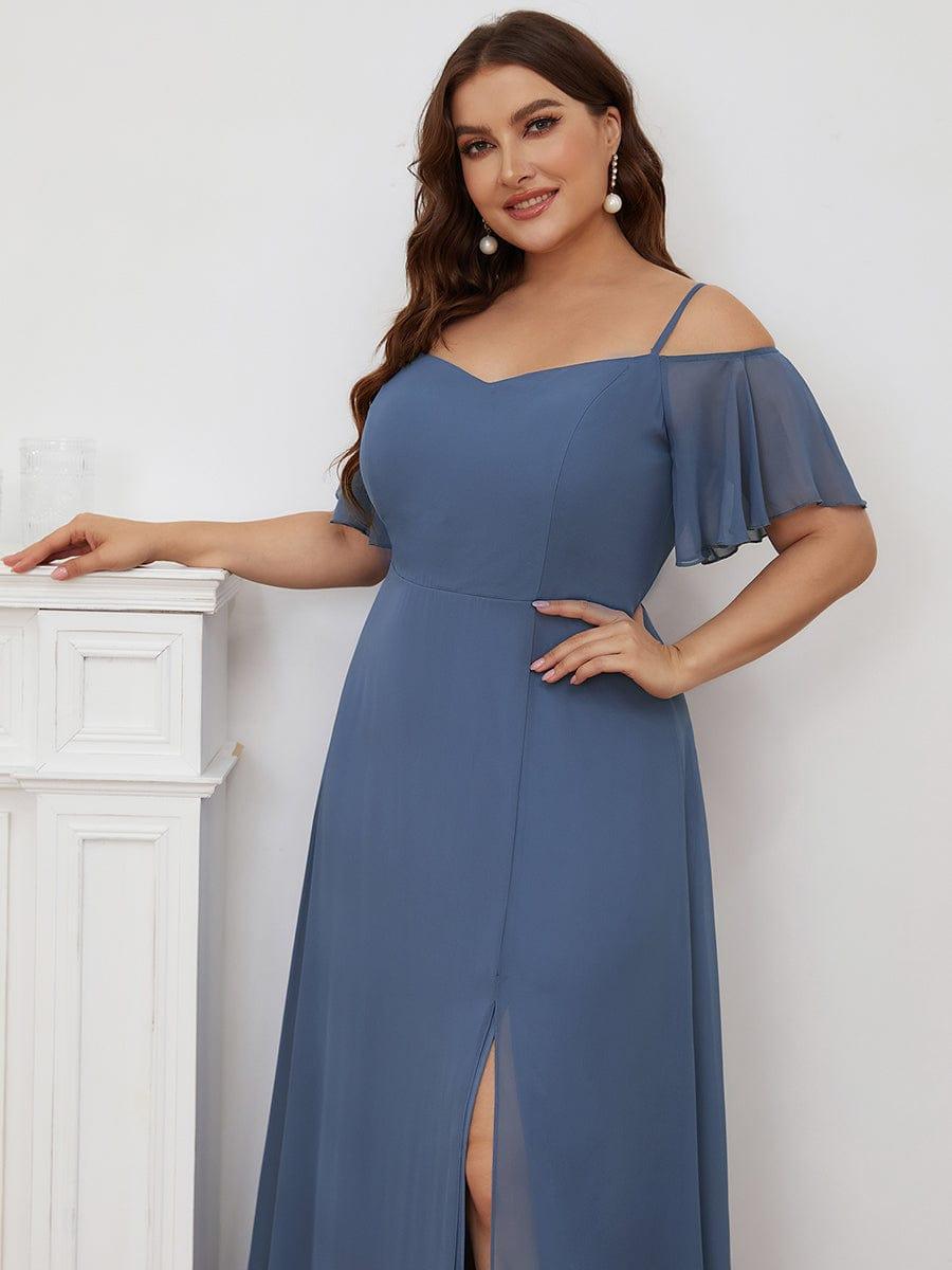 REYA|Stylish Cold Shoulder Flare Sleeves Flowy Bridesmaid Dress