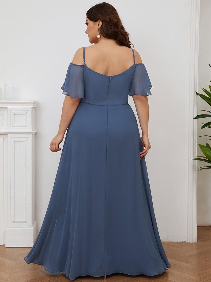 REYA|Stylish Cold Shoulder Flare Sleeves Flowy Bridesmaid Dress