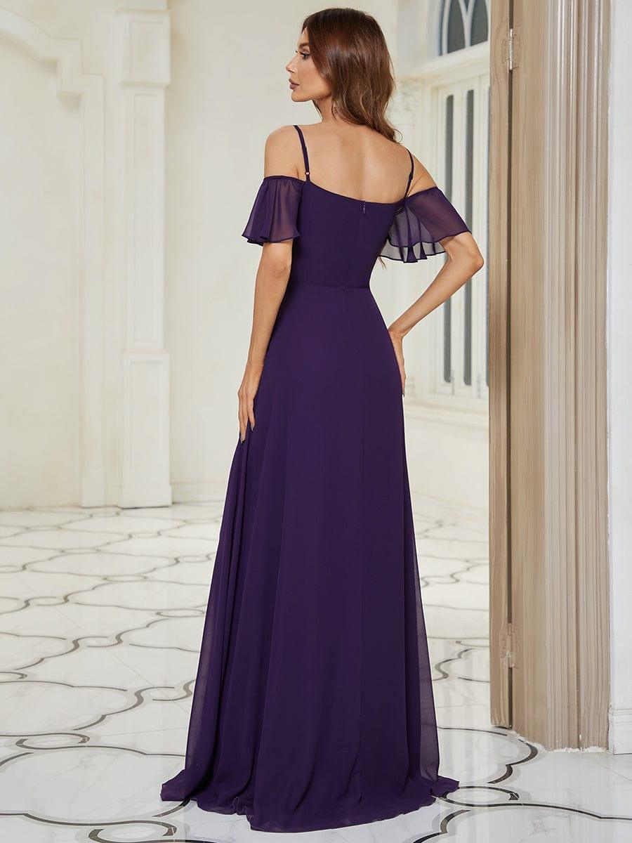 REYA|Stylish Cold Shoulder Flare Sleeves Flowy Bridesmaid Dress