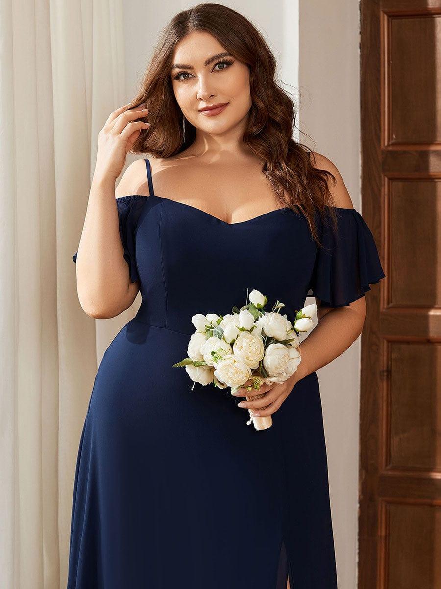 REYA|Stylish Cold Shoulder Flare Sleeves Flowy Bridesmaid Dress