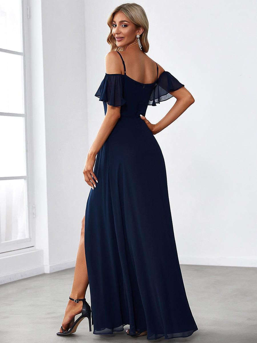 REYA|Stylish Cold Shoulder Flare Sleeves Flowy Bridesmaid Dress