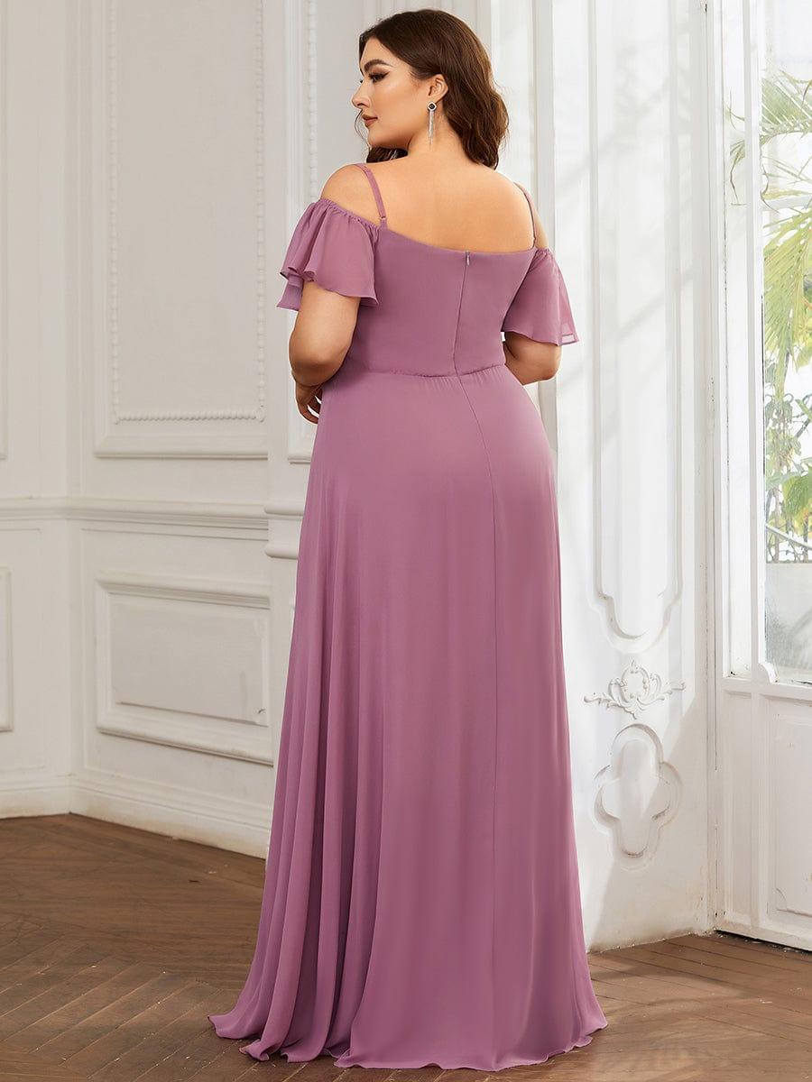 REYA|Stylish Cold Shoulder Flare Sleeves Flowy Bridesmaid Dress