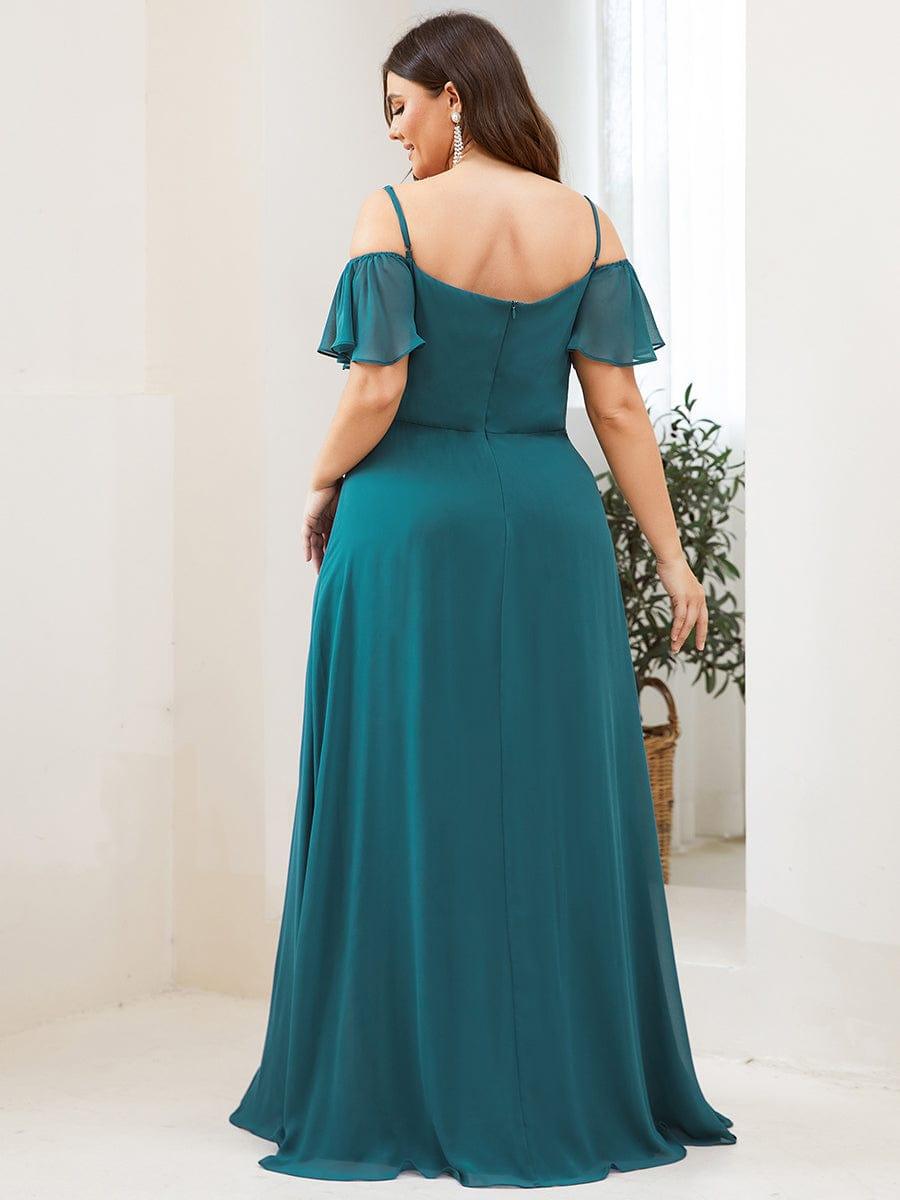 REYA|Stylish Cold Shoulder Flare Sleeves Flowy Bridesmaid Dress