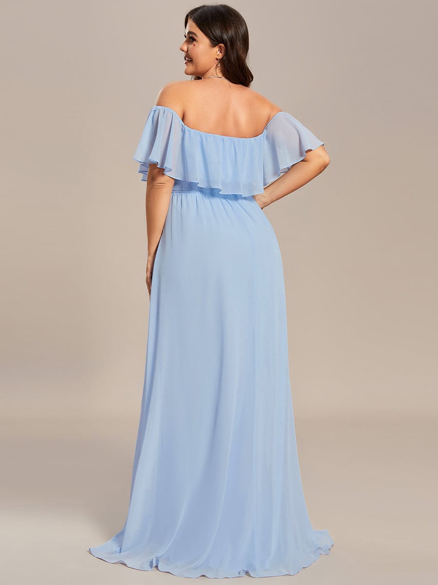 ÉMILE|Off the Shoulder Ruffle Bodice Long Flowy Chiffon Bridesmaid Dress