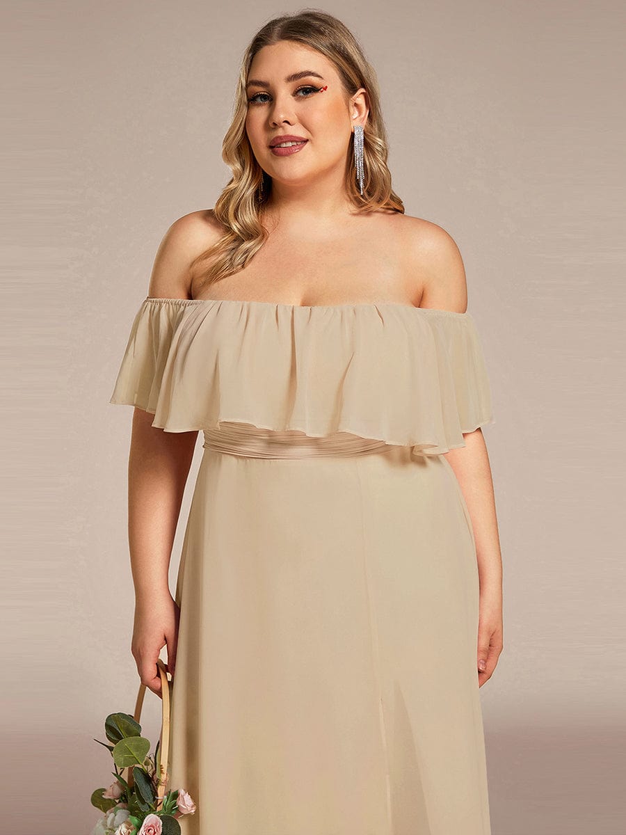 ÉMILE|Plus Size Off the Shoulder Formal Bridesmaid Dress with Thigh Split