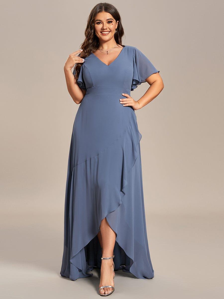 OREE|Charming Chiffon Bridesmaid Dress with Lotus Leaf Hemline