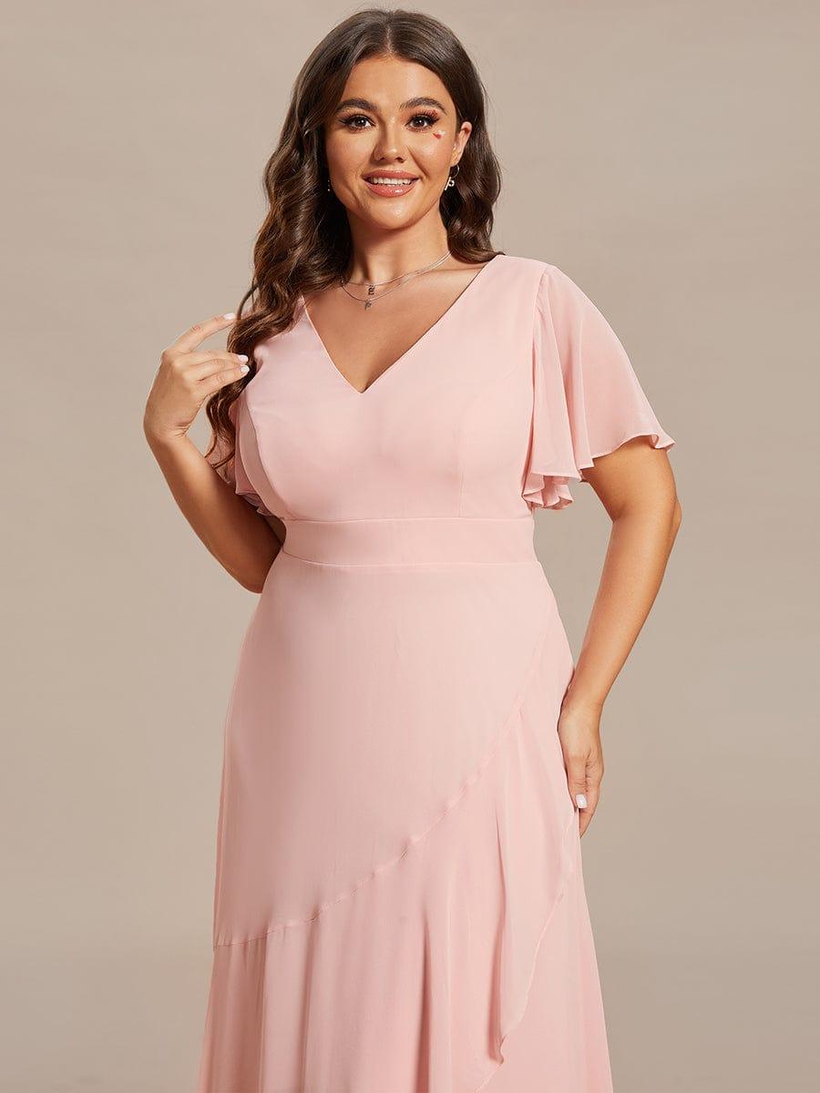 OREE|Charming Chiffon Bridesmaid Dress with Lotus Leaf Hemline