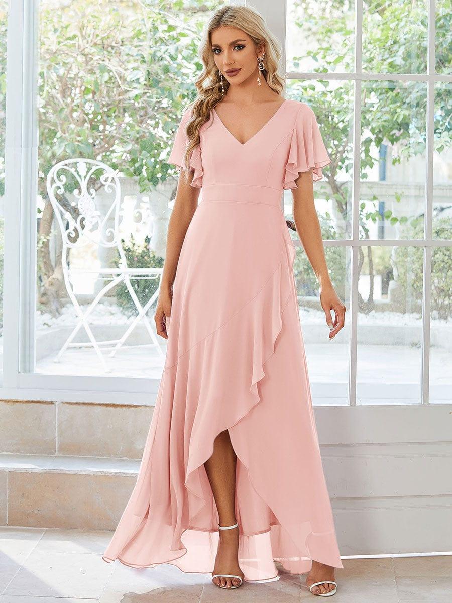 OREE|Charming Chiffon Bridesmaid Dress with Lotus Leaf Hemline