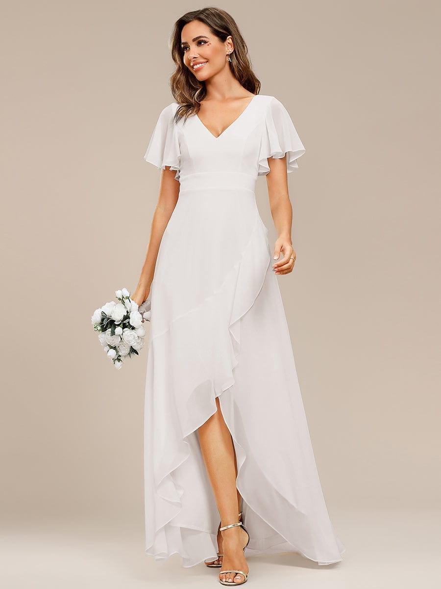 OREE|Charming Chiffon Bridesmaid Dress with Lotus Leaf Hemline