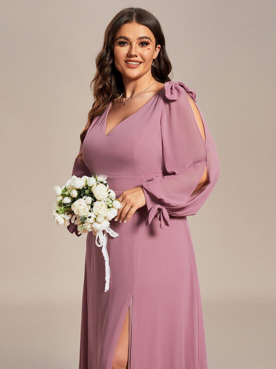 IVORY|Open Lantern Sleeve A-Line Bridesmaid Dress