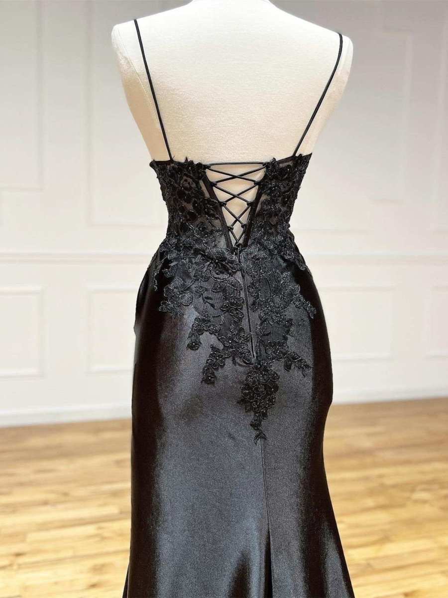 Beatrice | Sheath Black Long Appliques Prom Dress