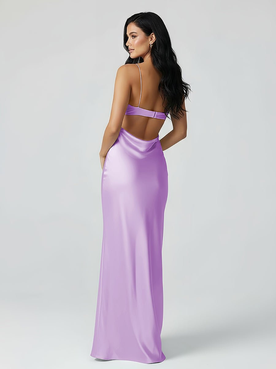 Jelissa | Spaghetti Straps Sheath Aqua Blue Prom Dress Formal Satin Party Dress