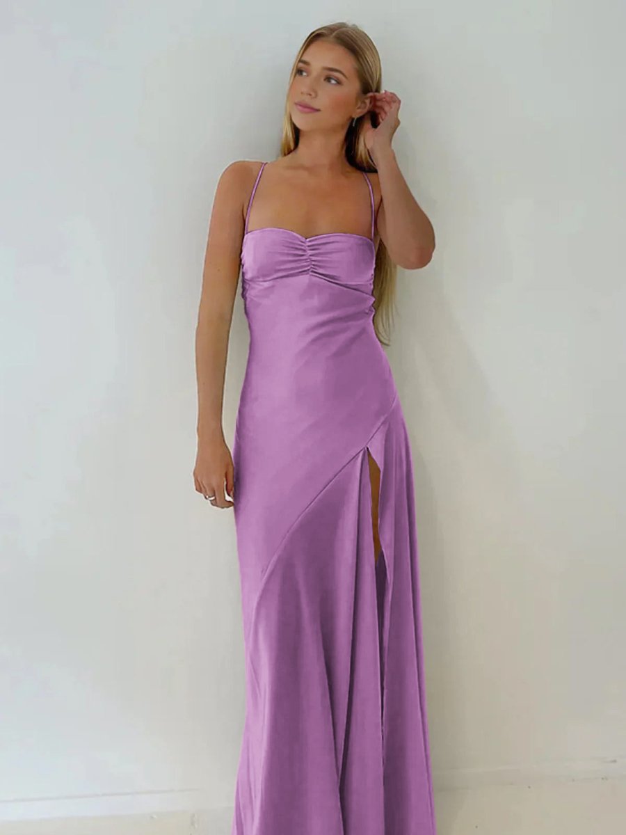 Notori | Spaghetti Straps Sheath Long Prom Dresses With Split