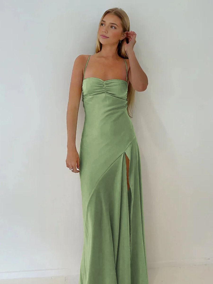 Notori | Spaghetti Straps Sheath Long Prom Dresses With Split