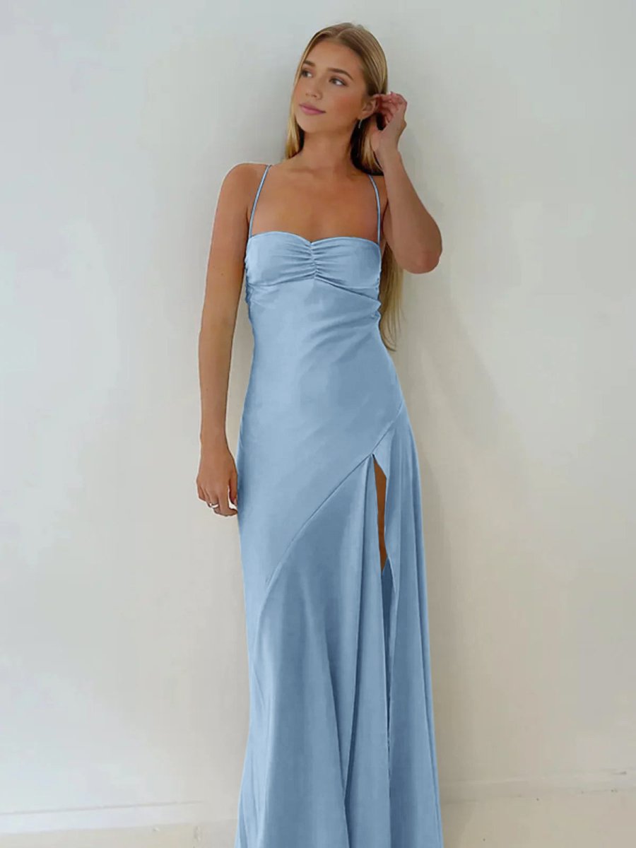 Notori | Spaghetti Straps Sheath Long Prom Dresses With Split