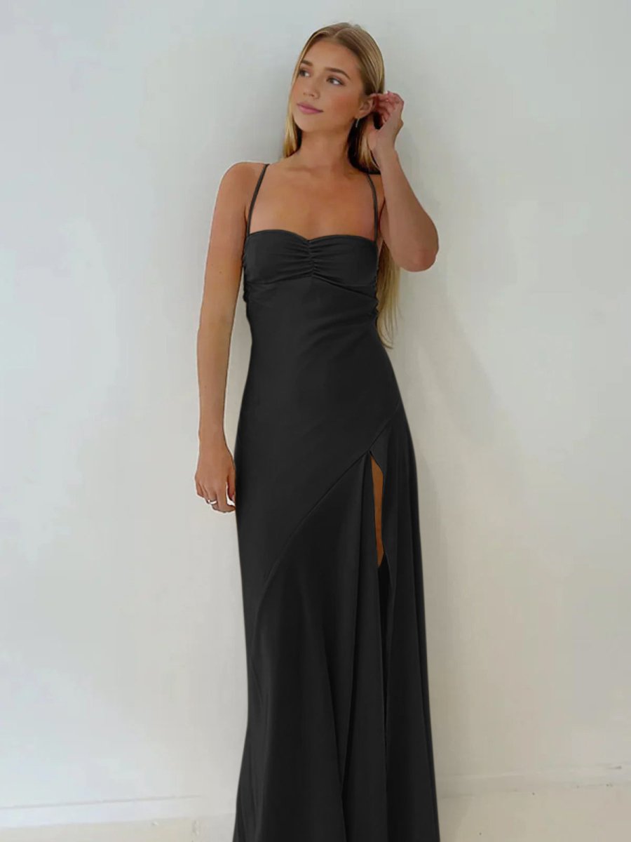 Notori | Spaghetti Straps Sheath Long Prom Dresses With Split