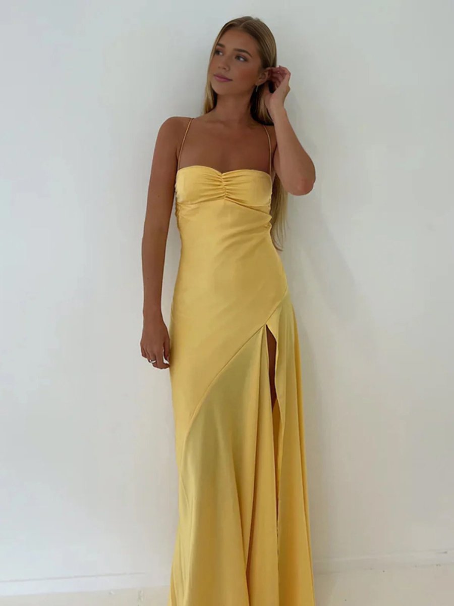 Notori | Spaghetti Straps Sheath Long Prom Dresses With Split