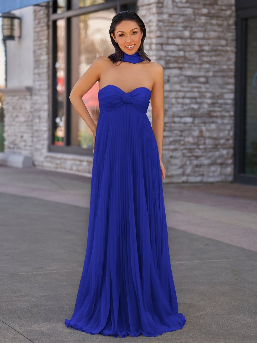 Rodri | A Line Light Pink Strapless Chiffon Long Prom Dress