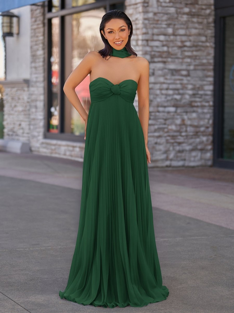 Rodri | A Line Light Pink Strapless Chiffon Long Prom Dress