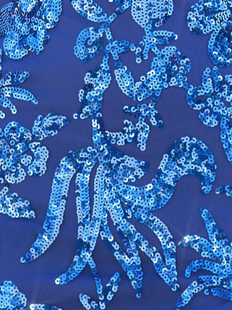 Royal Blue Sheath Deep V neck Sequins Appliques Sheath Mini Party Dresses