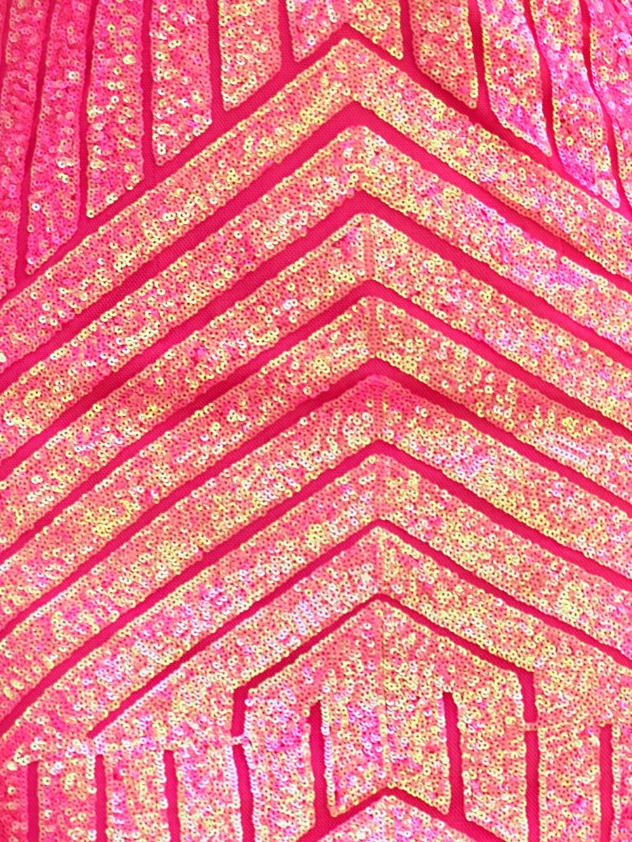 Della | Fuchsia Short Bodycon Stripes Mini Party Dresses with Sequins