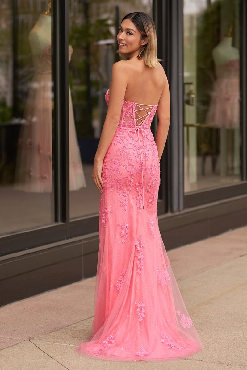 Nyomi |Mermaid Strapless Corset Lace Prom Dress with Slit