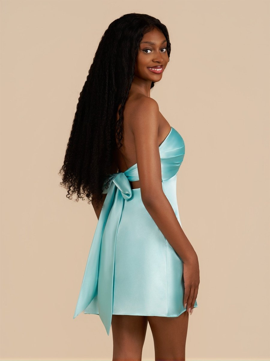 Talyra | Aqua - Strapless A Line Short Homecoming & Cocktail Dresses With Keyhole