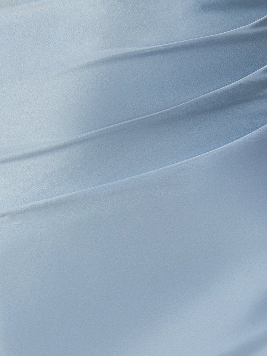 Tavi | Sky Blue - Bodycon Satin Sweetheart Beaded Mini Party Dresses with Slit