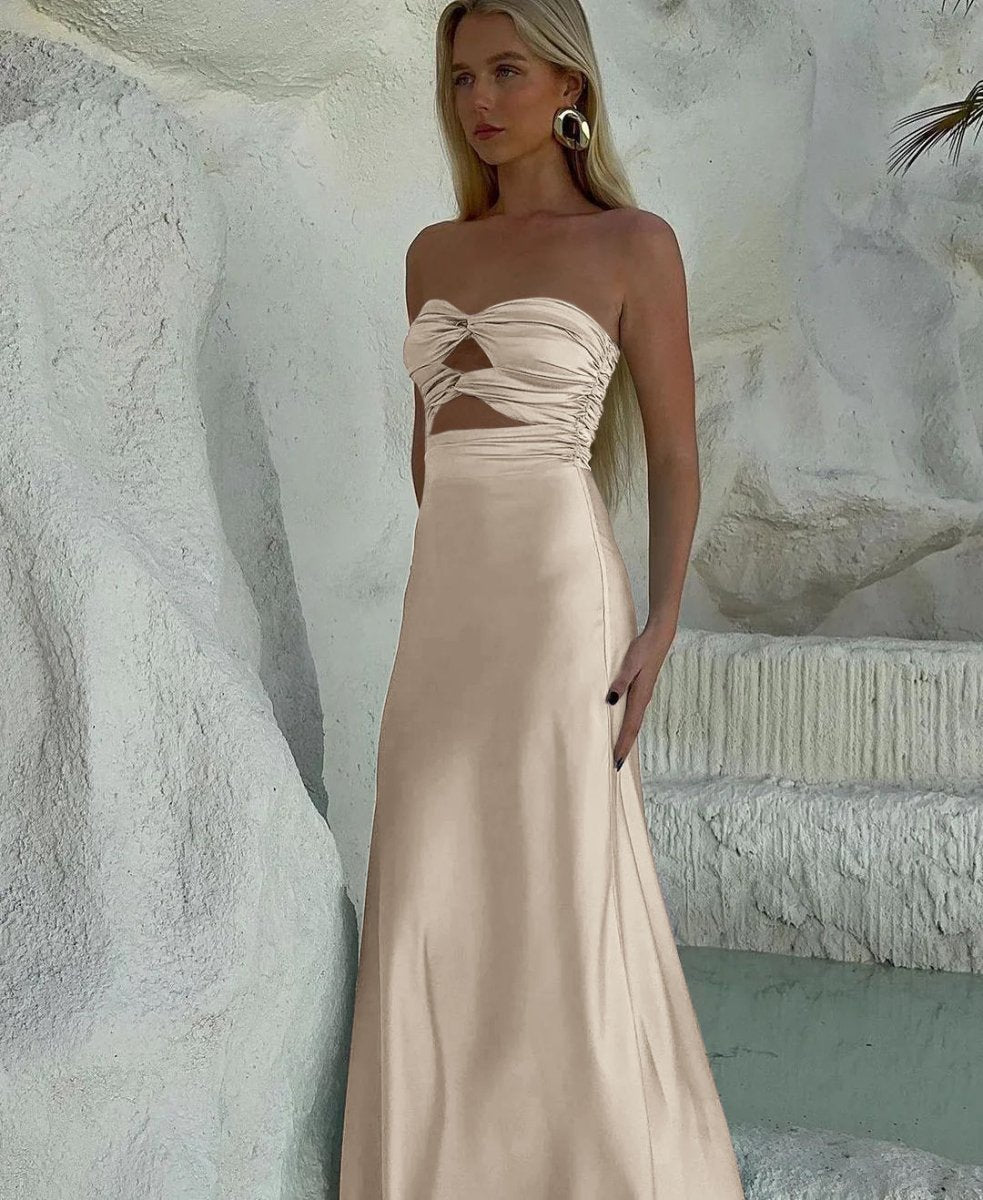 Tinble | Strapless Aqua Blue Sheath Long Prom Dresses