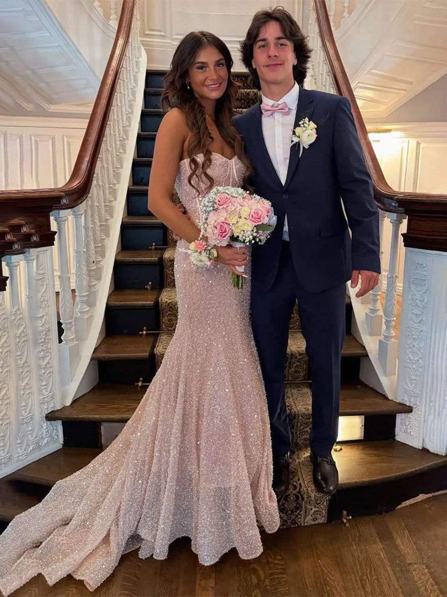 Yoshi | Mermaid Sweetheart Sky Blue Sequins Prom Dresses